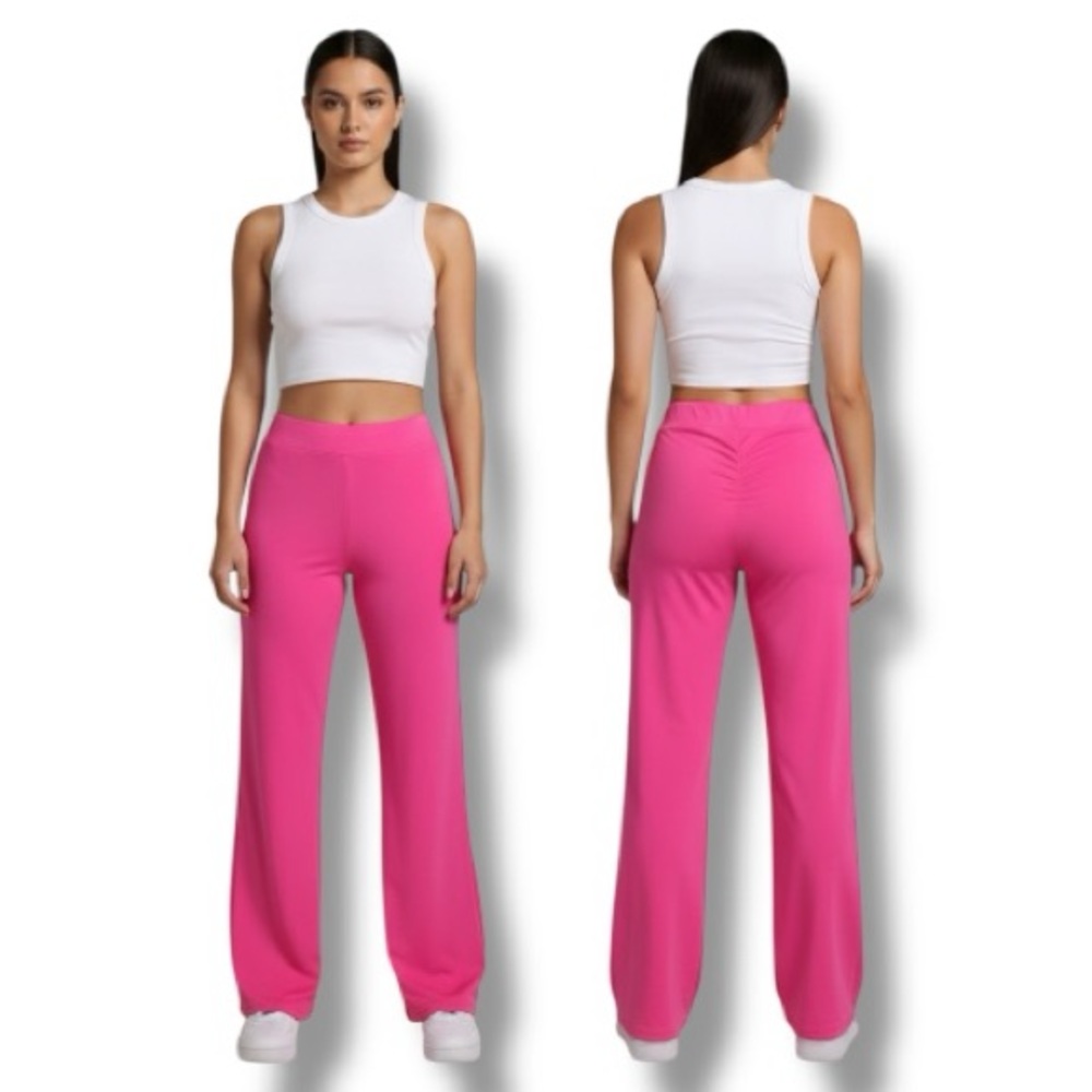 Pants Pink Scrunch Butt Flare Leg Yoga Barbiecore Athleisure Activewear Size M
